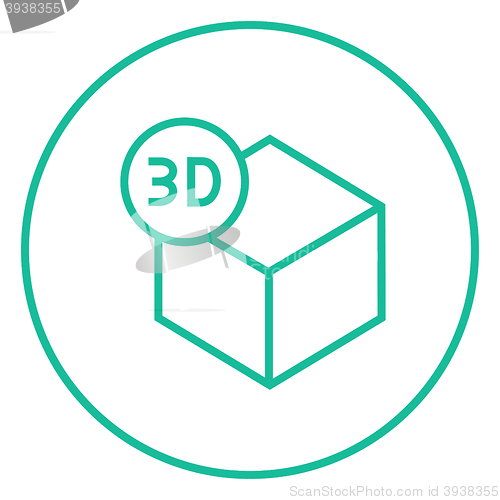 Image of Three D box line icon.