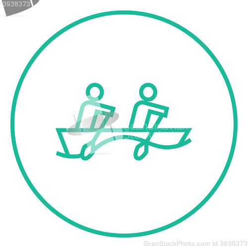 Image of Tourists sitting in boat line icon.