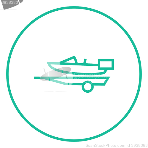 Image of Boat on trailer for transportation line icon.