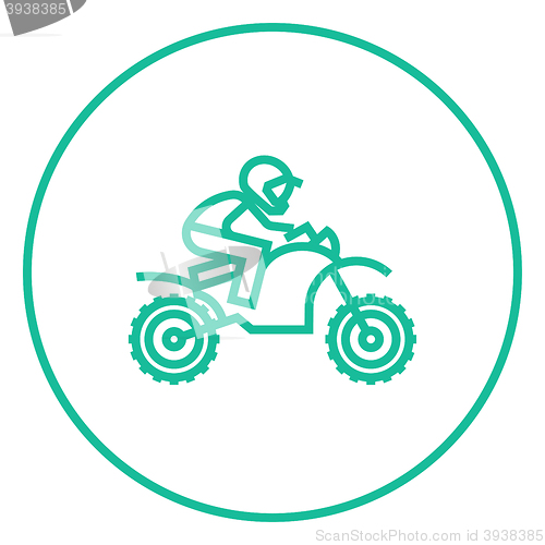 Image of Man riding motocross bike line icon.