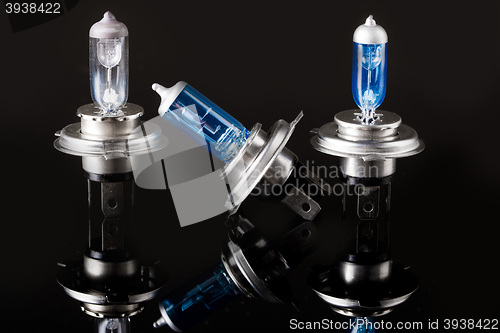 Image of halogen car lamp, isolate on black.