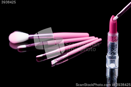Image of makeup and brushes cosmetic set 