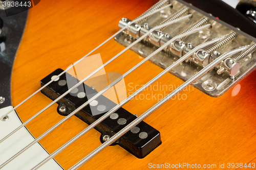 Image of Electric bass guitar detail shots