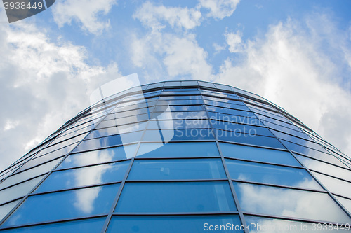 Image of window reflection dayligh as blue background