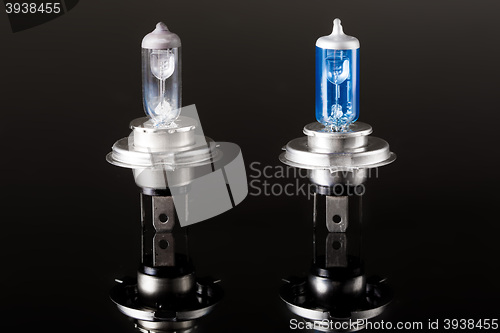 Image of halogen car lamp, isolate on black.