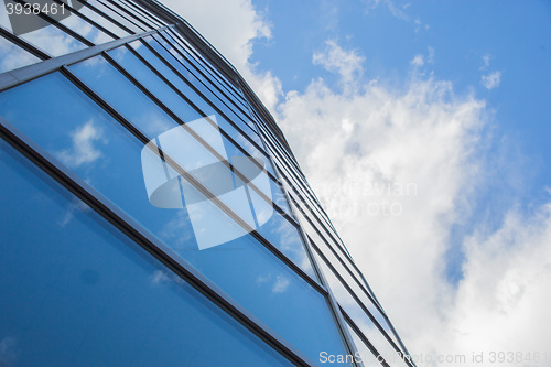 Image of window reflection dayligh as blue background