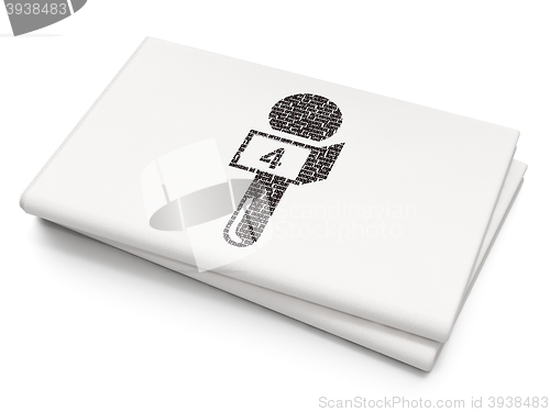Image of News concept: Microphone on Blank Newspaper background
