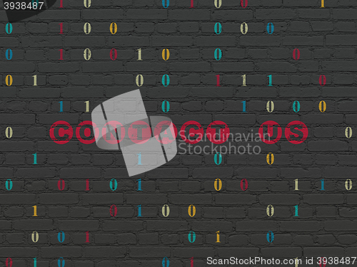 Image of Finance concept: Contact us on wall background