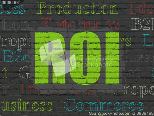 Image of Finance concept: ROI on wall background
