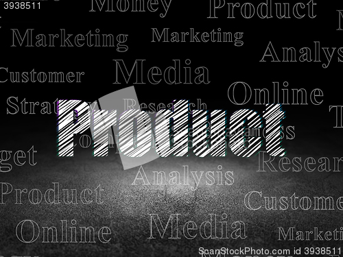 Image of Marketing concept: Product in grunge dark room