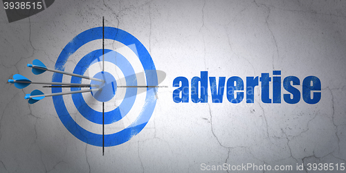 Image of Marketing concept: target and Advertise on wall background