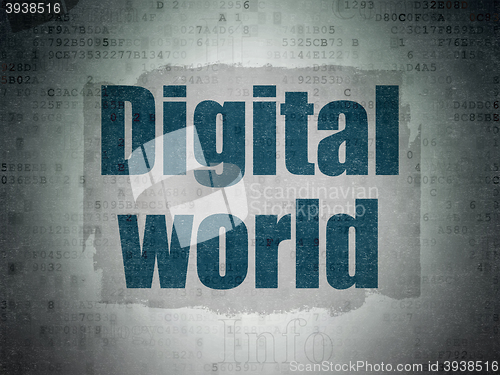 Image of Information concept: Digital World on Digital Data Paper background
