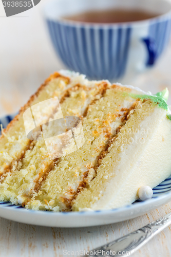 Image of Piece of lemon-ginger cake for tea.