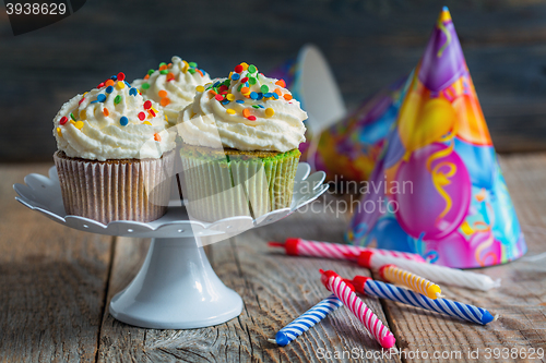 Image of Cupcakes, cake candles for the holiday.