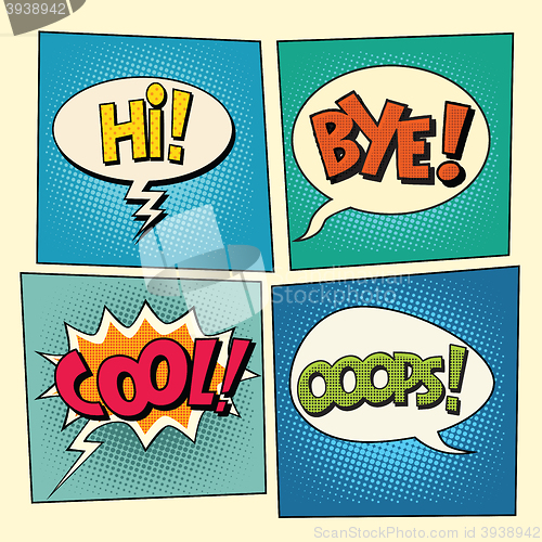 Image of Set of retro comic bubbles pop art phrases