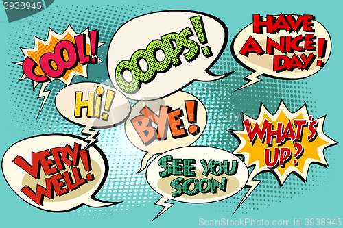 Image of Set of retro comic bubbles pop art phrases