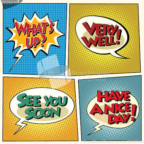 Image of Set of retro comic bubbles pop art phrases