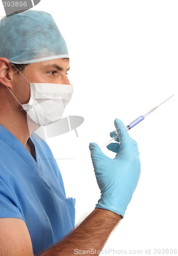 Image of Surgeon doctor disposable syringe