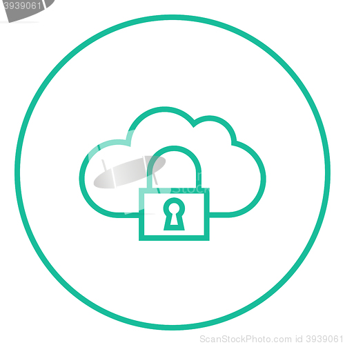 Image of Cloud computing security line icon.