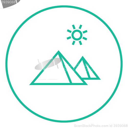 Image of Egyptian pyramids line icon 