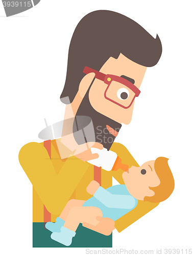 Image of Man feeding baby.