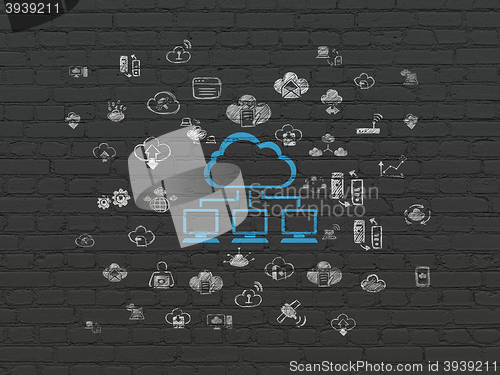 Image of Cloud technology concept: Cloud Network on wall background