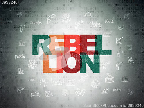 Image of Politics concept: Rebellion on Digital Data Paper background