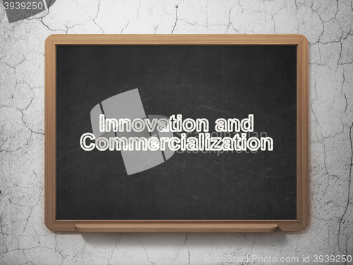 Image of Science concept: Innovation And Commercialization on chalkboard background
