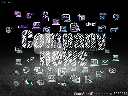 Image of News concept: Company News in grunge dark room