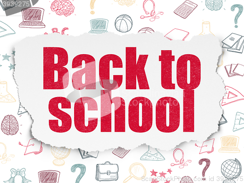 Image of Studying concept: Back to School on Torn Paper background