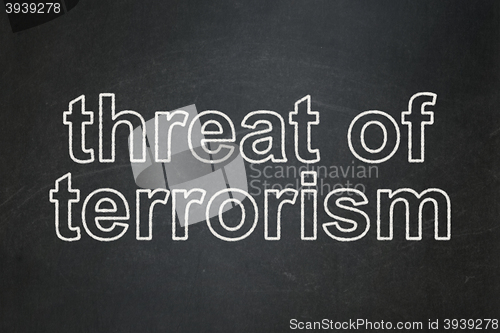 Image of Political concept: Threat Of Terrorism on chalkboard background