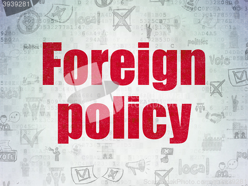 Image of Political concept: Foreign Policy on Digital Data Paper background