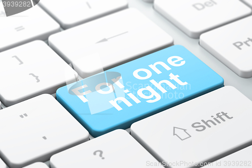 Image of Tourism concept: For One Night on computer keyboard background
