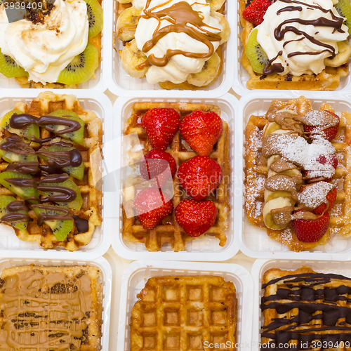 Image of Assortment of Belgium waffles.