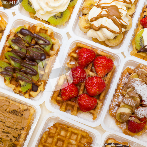 Image of Assortment of Belgium waffles.