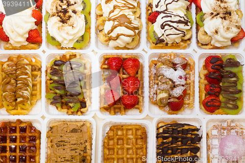 Image of Assortment of Belgium waffles.