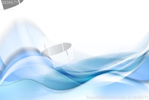 Image of Bright blue smooth waves abstract background