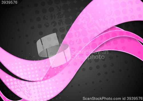 Image of Grunge corporate pink waves on black