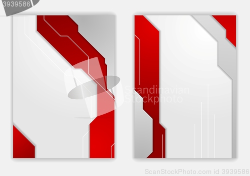 Image of Abstract red grey geometric tech flyer design