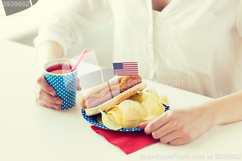 Image of woman celebrating american independence day