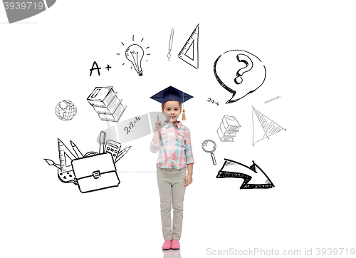 Image of happy girl in bachelor hat or mortarboard