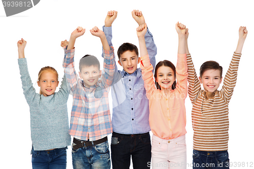 Image of happy children celebrating victory