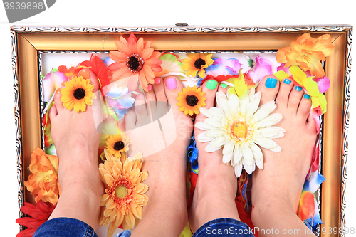 Image of nice legs with pedicure
