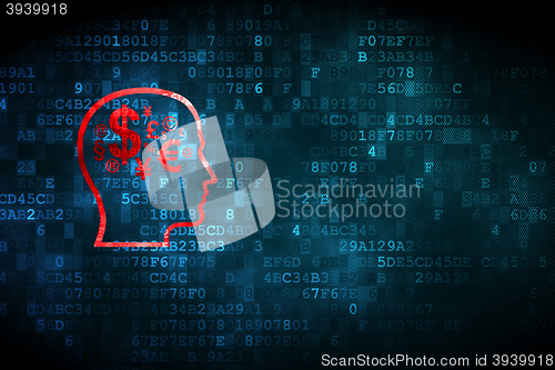 Image of Business concept: Head With Finance Symbol on digital background