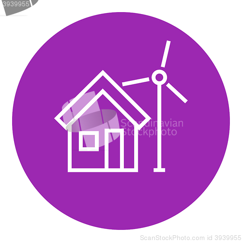 Image of House with windmill line icon.