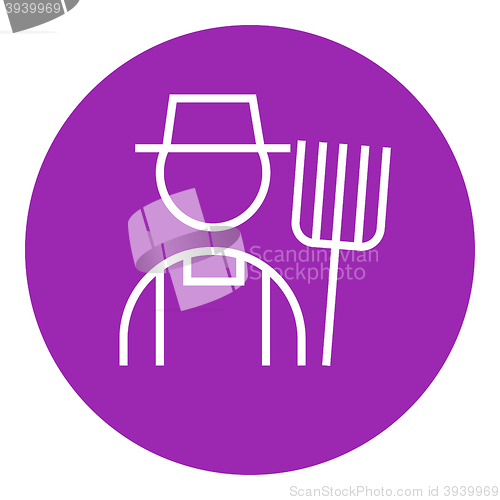 Image of Farmer with pitchfork line icon.