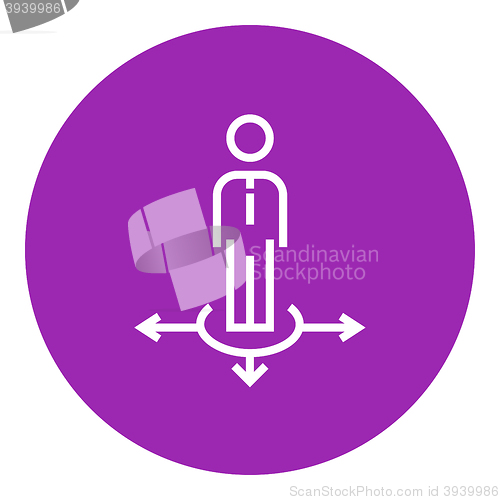 Image of Businessman in three ways line icon.