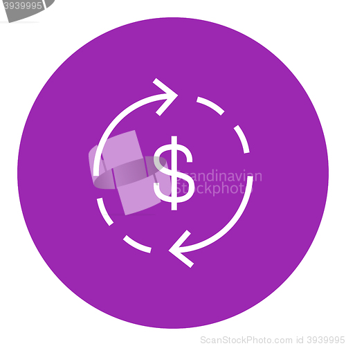 Image of Dollar symbol with arrows line icon.