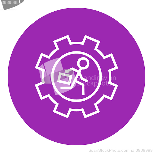 Image of Man running inside the gear line icon.