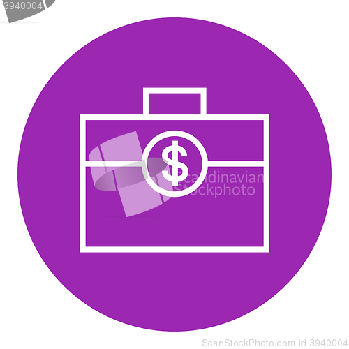 Image of Suitcase with dollar symbol line icon.